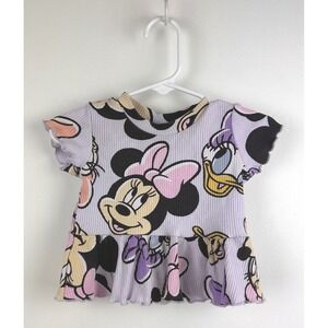 Disney Minnie Mouse 3/6M‎ Lilac Ribbed Tunic Top & Shorts Set Baby Toddler